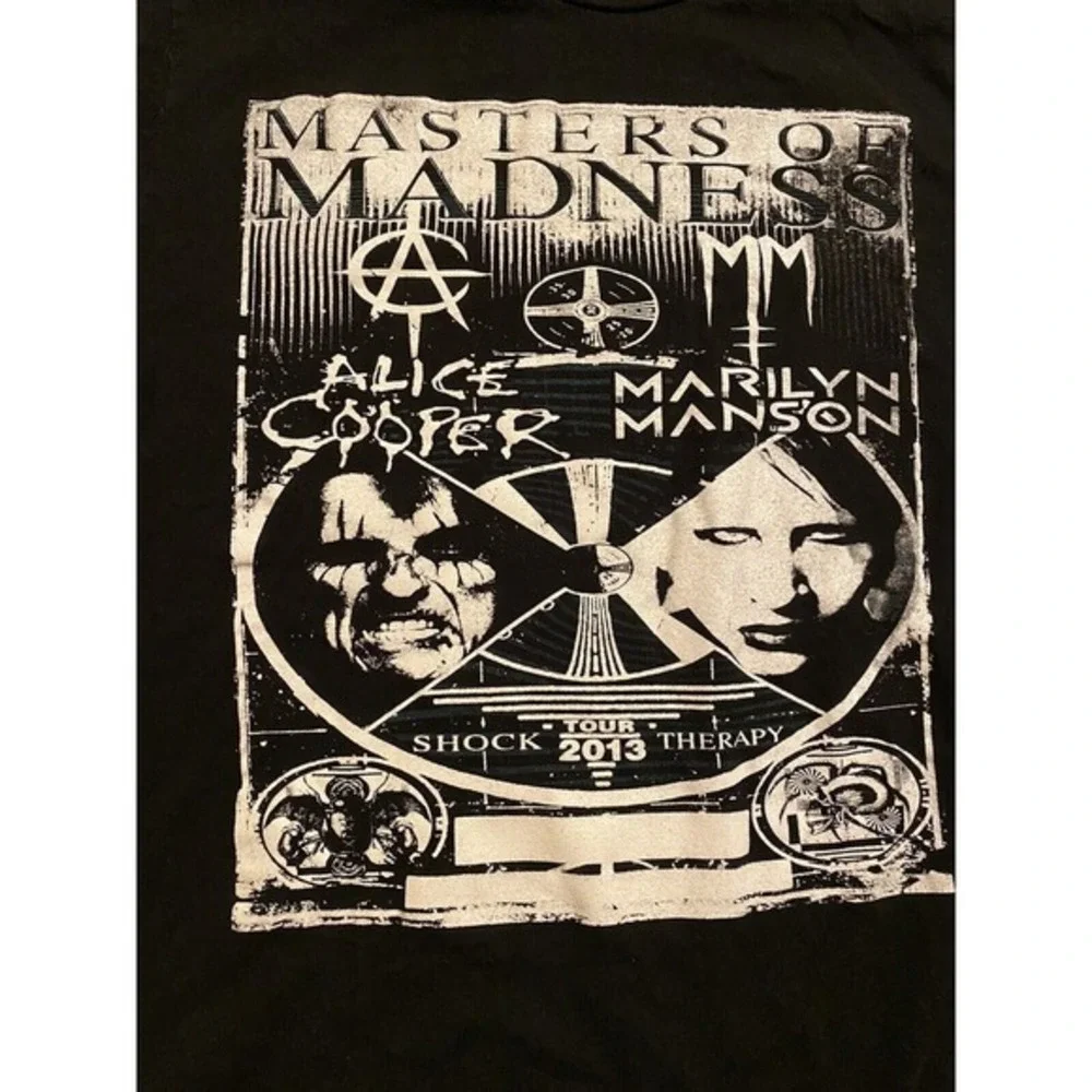 Marilyn Manson T Shirt Alice Cooper Shock Therapy 2013 Medium MASTERS OF MADNESS